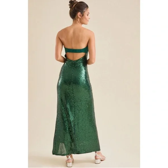 Alter’d State Sequin Strapless Gown. Green. Size Medium. NWOT. - Picture 2 of 8